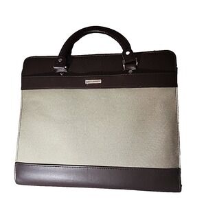DAY RUNNER Planner Briefcase 7 ring Binder w/handles two tone‎ brown 919-9397